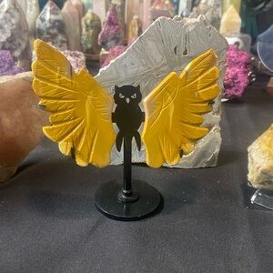mustard  mookaite owl with stand 5" x  5"